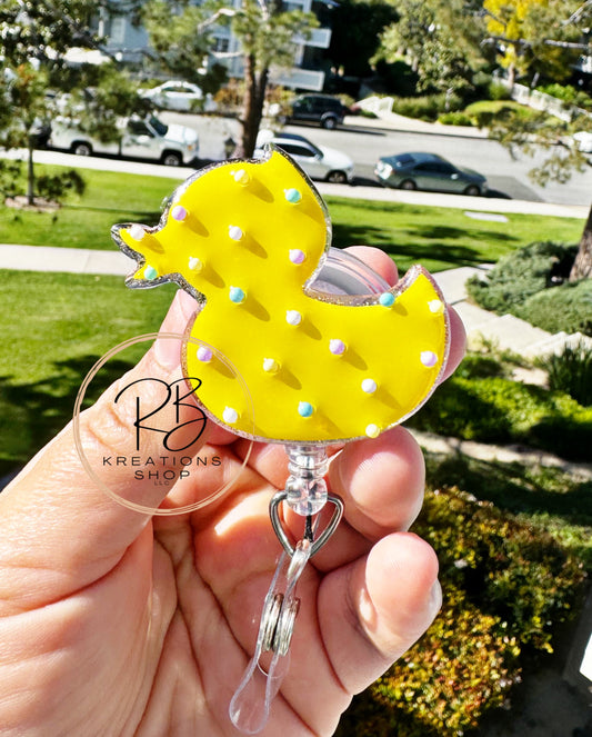 Spring Ducky cookie badge reel | Sprinkle cookie | Spring Badge holder | Retractable | Interchangeable |