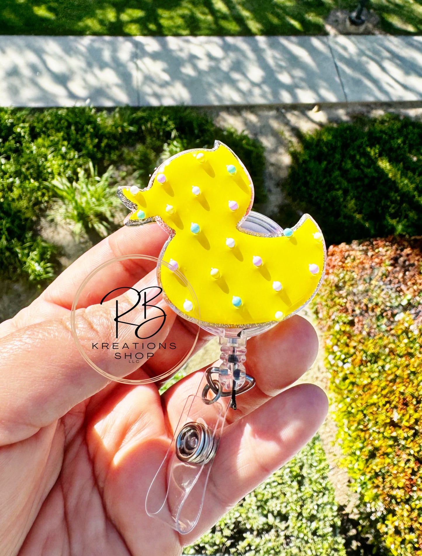 Spring Ducky cookie badge reel | Sprinkle cookie | Spring Badge holder | Retractable | Interchangeable |