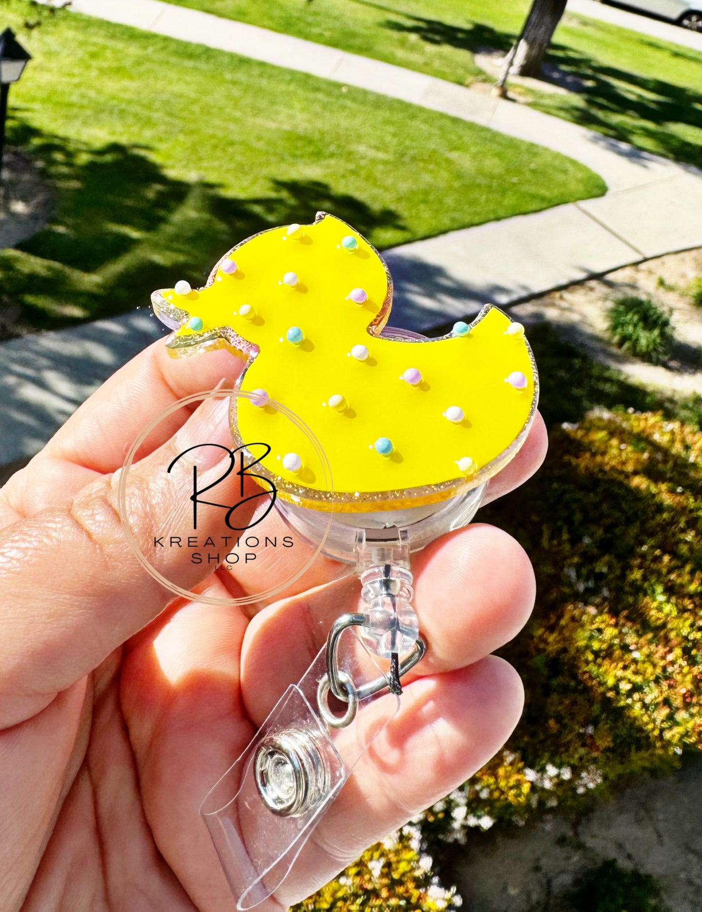 Spring Ducky cookie badge reel | Sprinkle cookie | Spring Badge holder | Retractable | Interchangeable |