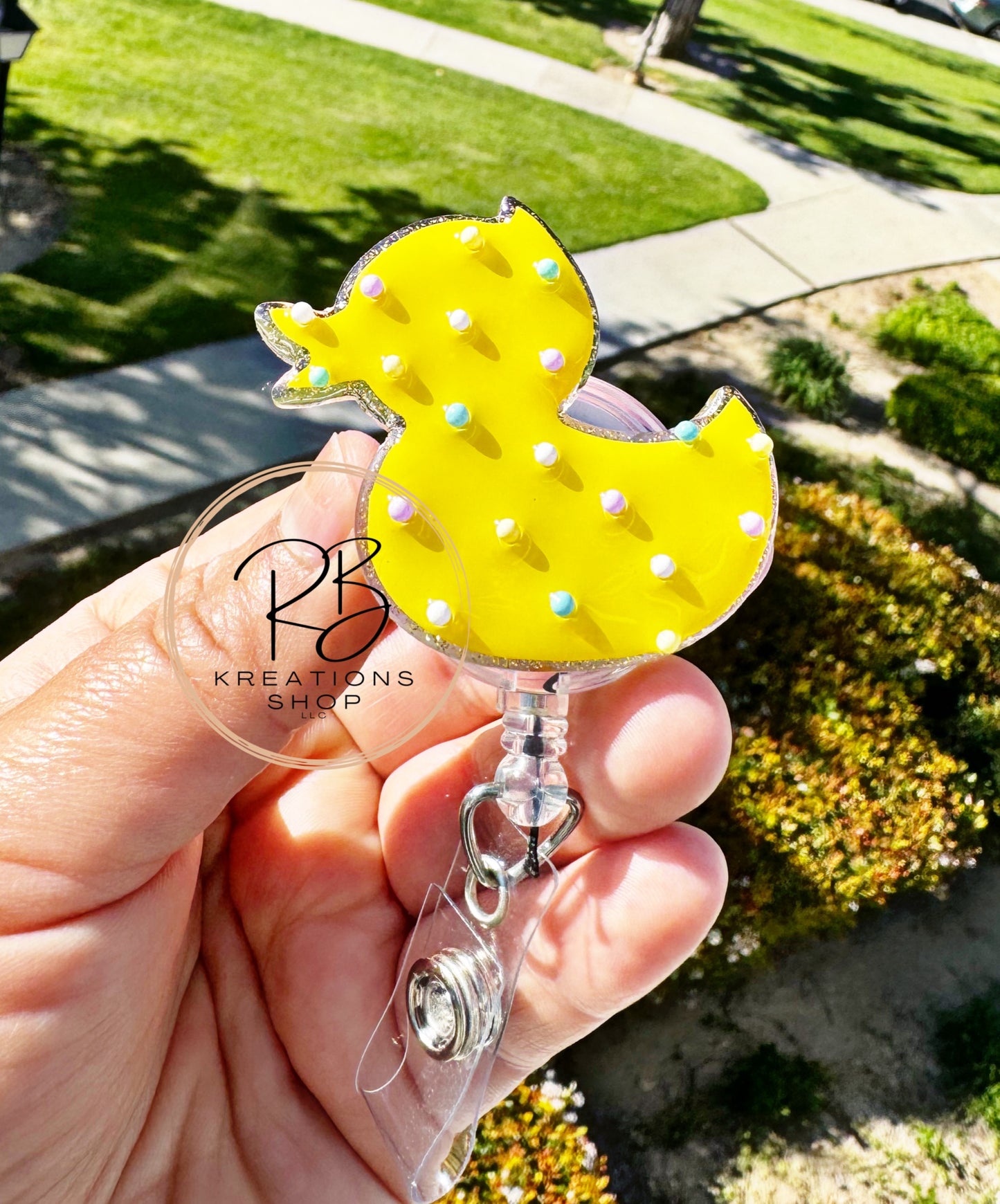 Spring Ducky cookie badge reel | Sprinkle cookie | Spring Badge holder | Retractable | Interchangeable |