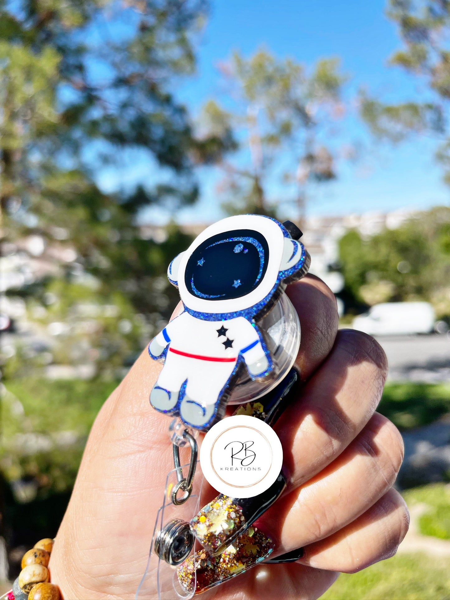 Astronaut Badge Reel | Glow in the Dark |  Astronaut Badge Holder | Nurse | Glitter | Interchangeable