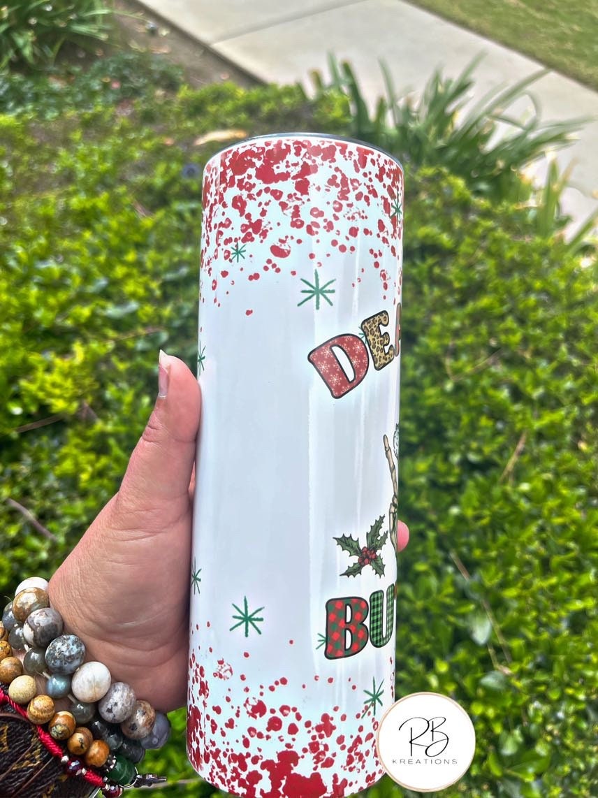 Dead Inside But Jolly AF Tumbler | Cold and hot tumbler  | Christmas tumbler | Mom tumbler | 20oz Skinny Stainless steel tumbler