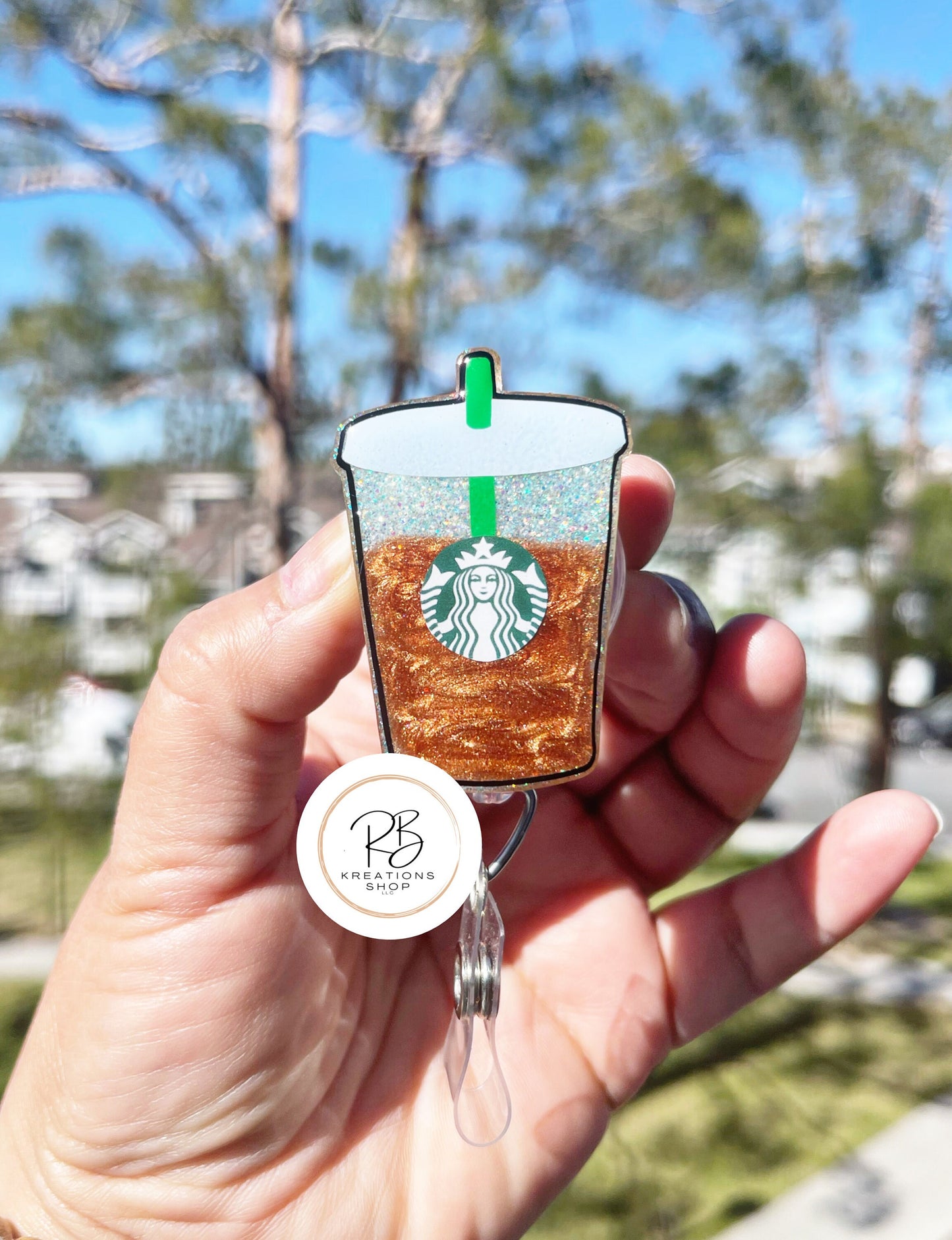 Iced Coffee Badge Reel | Coffee Badge Holder | Coffee Lovers | Food badge holder | Coffee Addicts | Retractable | Interchangeable