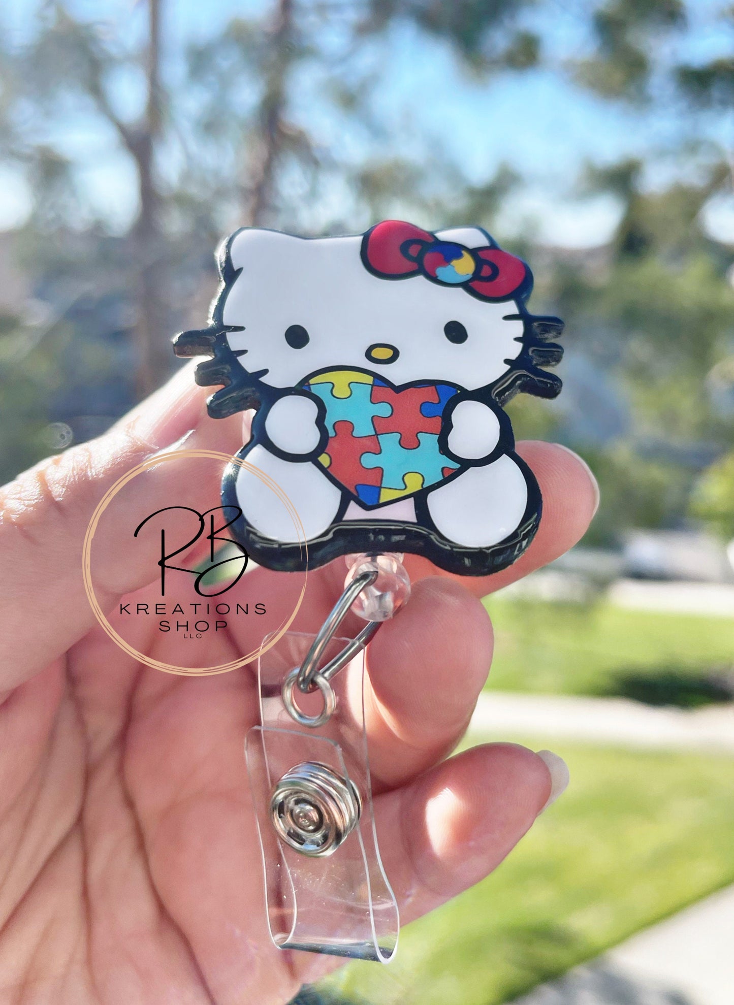 Autism Kat Badge reel | Autism Awareness | Medical Badge Reel | Kittie Kat badge ree | Nurses | Retractable | Interchangeable |