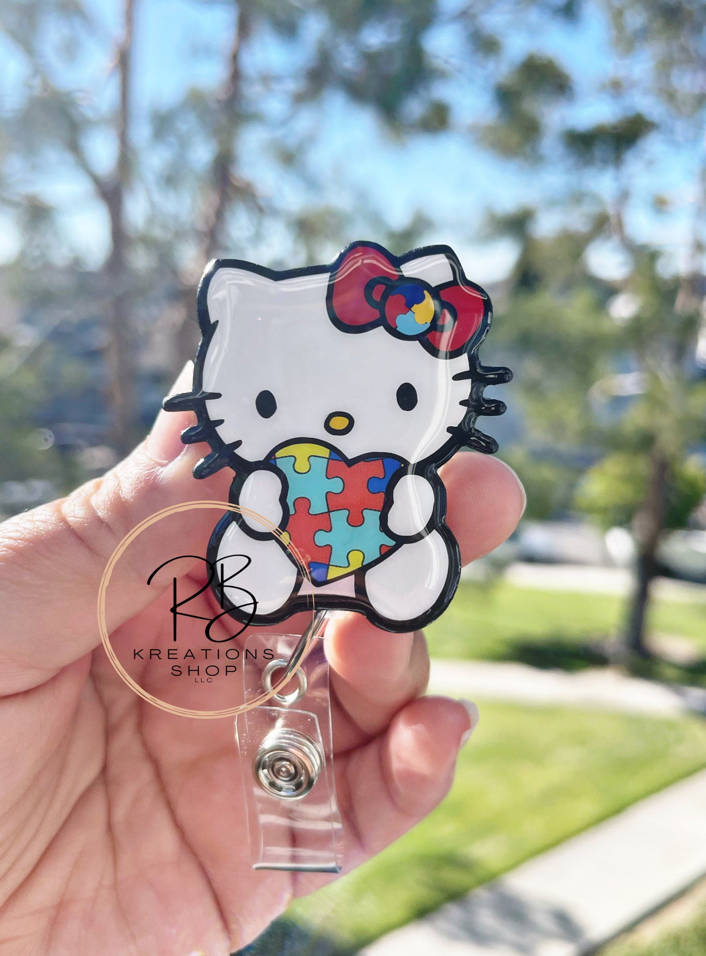 Autism Kat Badge reel | Autism Awareness | Medical Badge Reel | Kittie Kat badge ree | Nurses | Retractable | Interchangeable |