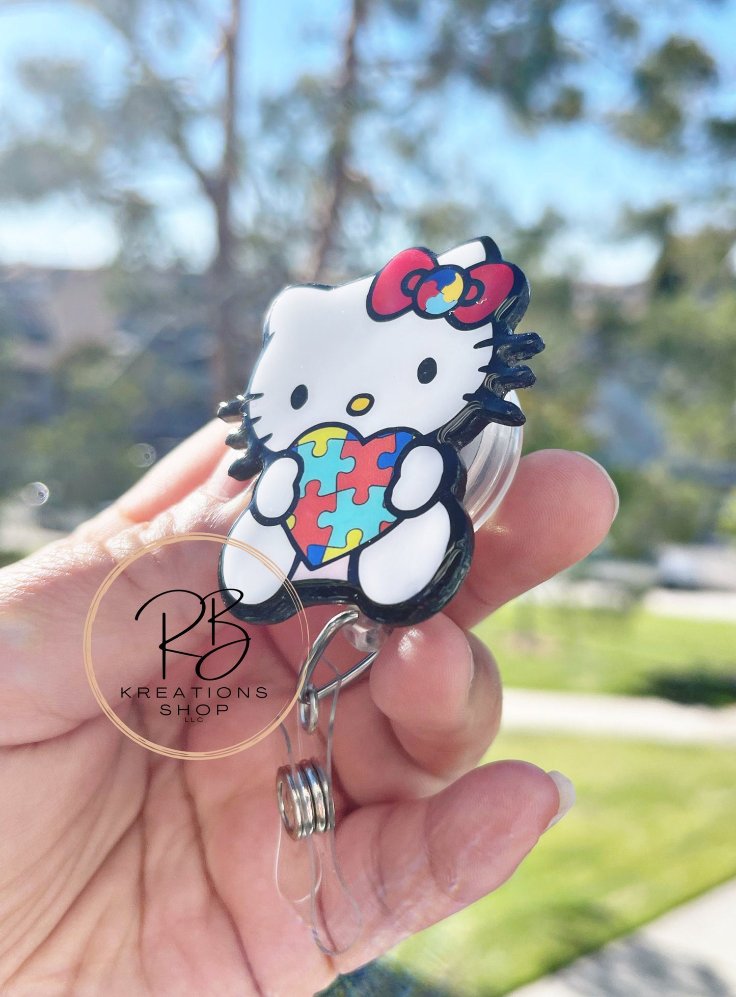 Autism Kat Badge reel | Autism Awareness | Medical Badge Reel | Kittie Kat badge ree | Nurses | Retractable | Interchangeable |