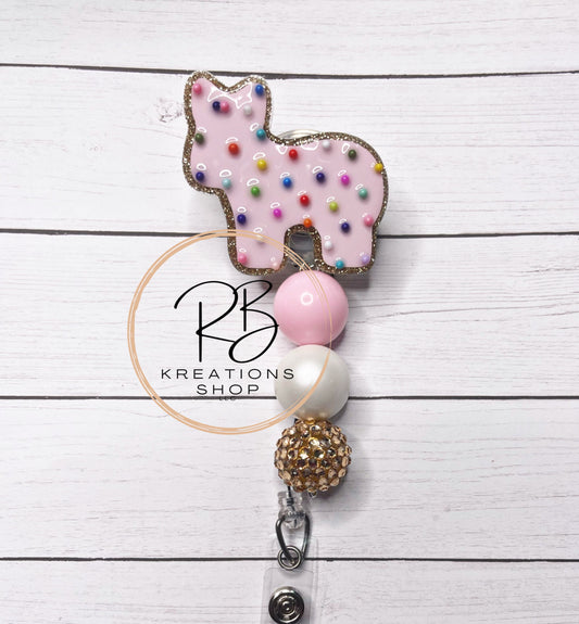 Animal Cookie Badge reel with Beads  | Animal Cracker with Beads | Medical Badge Reel | Nurses | Retractable | Interchangeable |