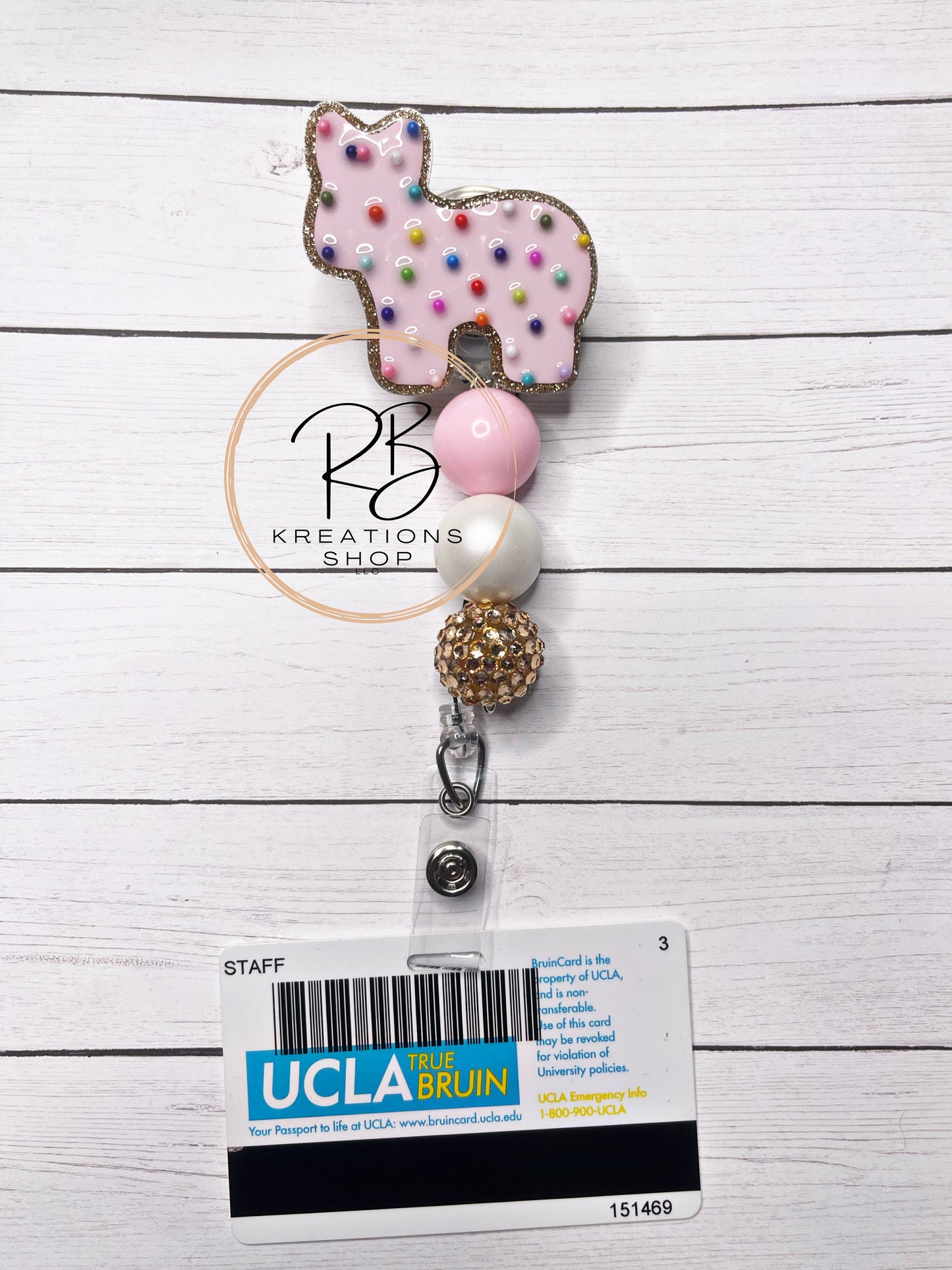 Animal Cookie Badge reel with Beads  | Animal Cracker with Beads | Medical Badge Reel | Nurses | Retractable | Interchangeable |