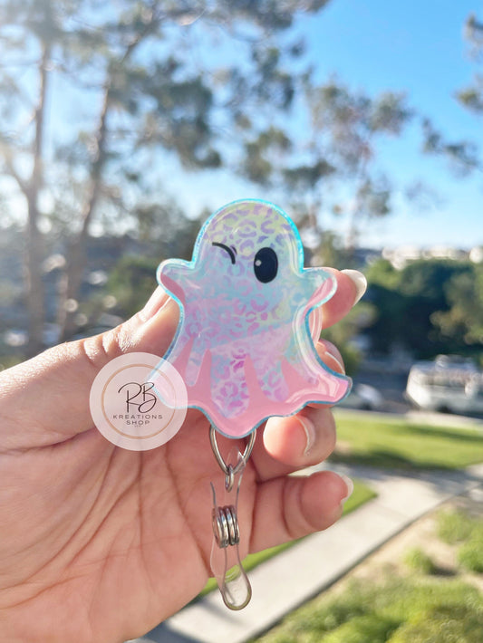 Cute Pastel Ghost Badge Reel #1 | Cute Ghost Badge Reel | Ghost Badge Holder | Nurses | Halloween Badge reel | Fun and playful badge reel