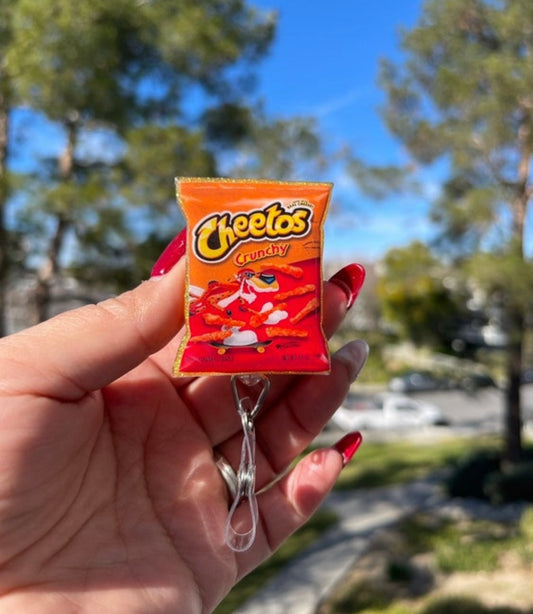 Cheetos Crunchy Badge reel, Cheetos badge holder, Nurse, Retractable, gift, Interchangeable